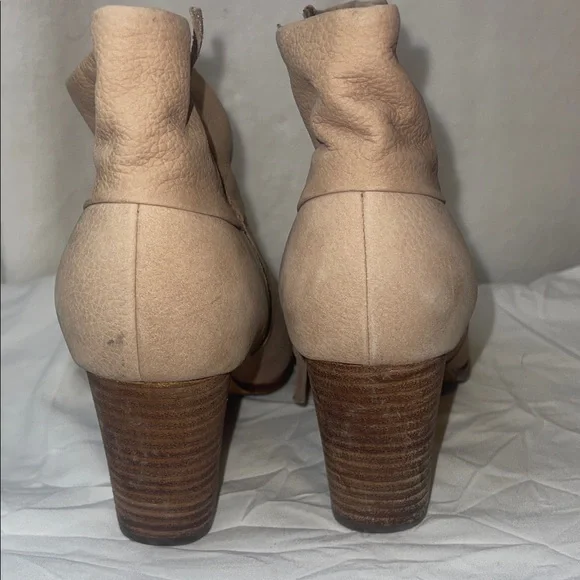 Cole Haan Beige Leather Ankle Booties with Stacked Heel - Picture 8 of 11